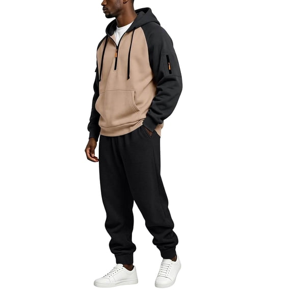 ShomPort Mens Hoodies Tracksuit Set Quarter Zip Hoodies Jogger Loose ...