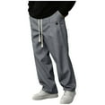 thumbnail image 1 of ShomPort Mens Loose Straight Leg Pants Drawstring Stretchy Comfy Solid Color Dailywear with Pockets Outdoor Trendy Trousers, 1 of 6