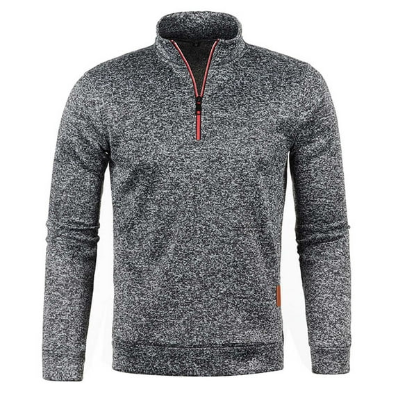 ShomPort Mens Quarter Zip Pullover Long Sleeve Stand Collar Fall Sweatshirt Casual Solid Color Tops