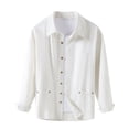 thumbnail image 1 of ShomPort Mens Shirt Drop Shoulder Long Sleeve Solid Color Lapel Button Loose Jacket with Pocket Basic Outdoor Trendy Coat, 1 of 6