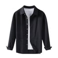 thumbnail image 1 of ShomPort Mens Shirt Drop Shoulder Long Sleeve Solid Color Lapel Button Loose Jacket with Pocket Basic Outdoor Trendy Coat, 1 of 6