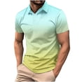 thumbnail image 1 of ShomPort Mens Tshirts Casual Gradient Color Turn Down Collar 2 Button Tops Fashion Daily Outdoor Blouse, 1 of 6