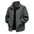 thumbnail image 1 of ShomPort Mens Waterproof Coat Stand Collar Long Sleeve Full Zip Windbreaker Casual Solid Color Outdoor Cargo Jacket with Pocket, 1 of 8