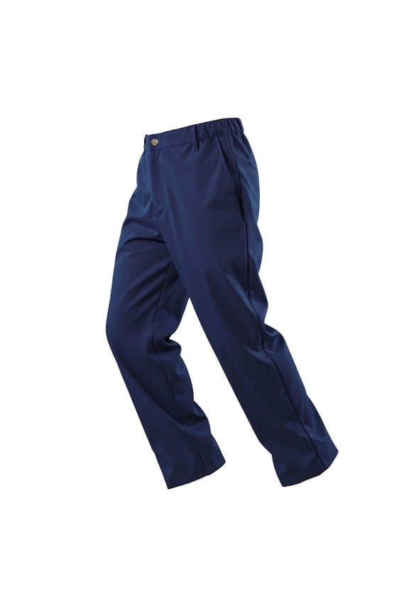 Mens Work Pants Straight Leg Back Elastic Pull on Button Waist Loose Business Casual Pants with Pockets