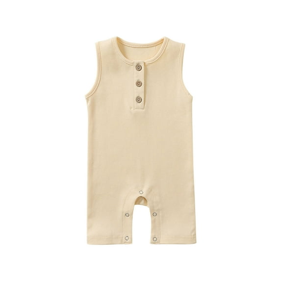 ShomPort Newborn Baby Boys Girls Cotton Jumpsuit Summer Solid Color Sleeveless Romper Toddler Overalls Clothing Set