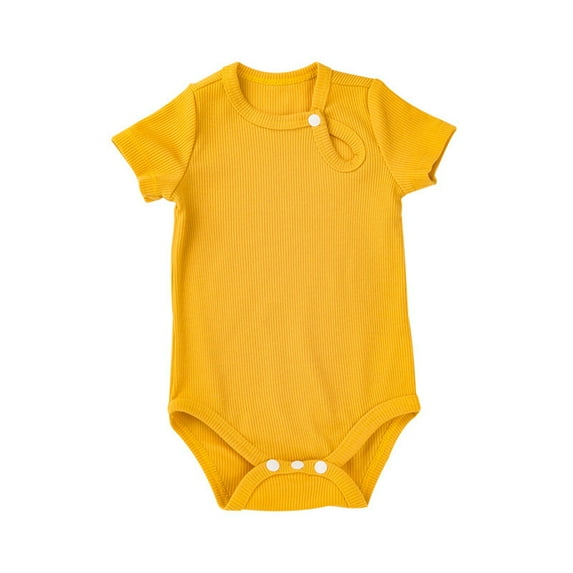 ShomPort Newborn Girls Boys Knit Romper Tops Solid Color Short Sleeve Jumpsuit Infant Spring Summer Bodysuit Outfit