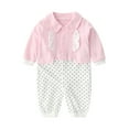 thumbnail image 1 of ShomPort Newborn Girls Cotton Jumpsuit Cute Long Sleeve Romper Fall Winter Thicken Toddler Pajama Sets, 1 of 7