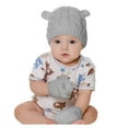thumbnail image 1 of ShomPort Newborn Winter Beanie Hat Gloves Set 2 PCS Infant Knit Beanie and Fleece Lined Mittens, 1 of 6