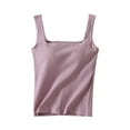 thumbnail image 1 of ShomPort Nightwear for Womens Sleeveless Wide Straps Ribbed Backless Padded Cotton Camisole Solid Color Lightweight Basic Tops, 1 of 7