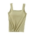 thumbnail image 1 of ShomPort Nightwear for Womens Sleeveless Wide Straps Ribbed Backless Padded Cotton Camisole Solid Color Lightweight Basic Tops, 1 of 2