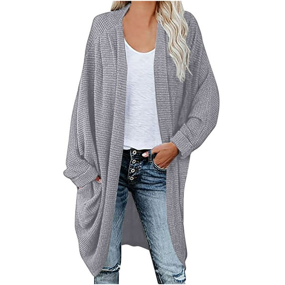 ShomPort Womens Fall Open Front Long Sleeve Oversized Knit Cardigans Sweaters Coats with Pockets