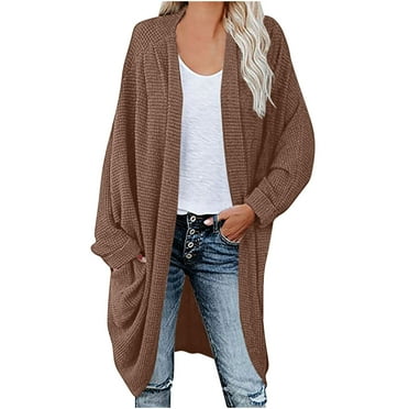 ShomPort Oversized Cardigans for Women Open Front Long Sleeve Knit Sweaters Coat with Pockets