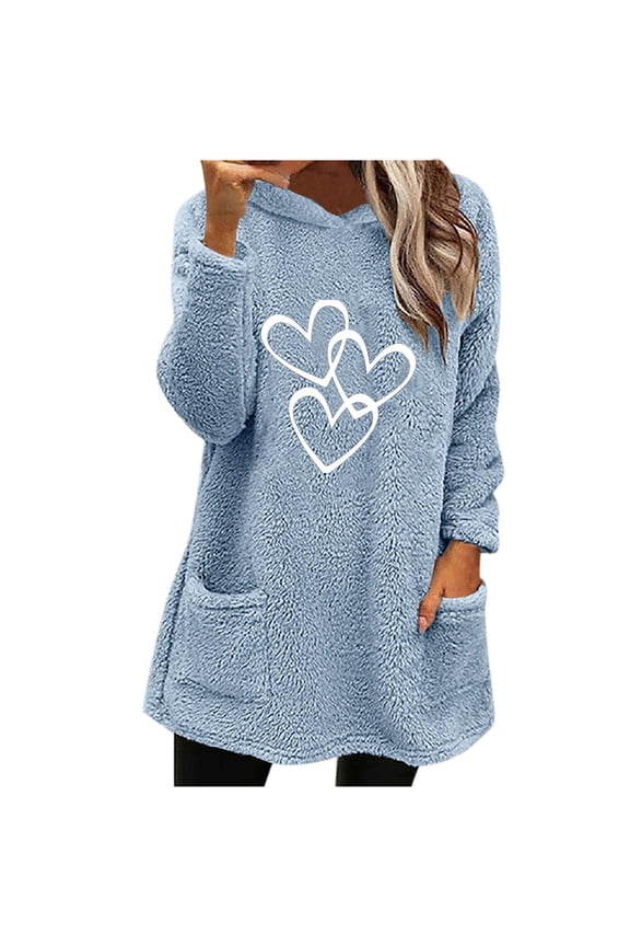 Oversized Hoodies For Women Long Sleeve Hooded Fuzzy Sweatshirt Womens Winter Fleece Sweater With Pockets