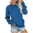 thumbnail image 1 of ShomPort Oversized Sweatshirts for Women Crew Neck Solid Color Pockets Fleece Lined Pullover Casual Comfy Fall Tops, 1 of 5