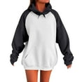 thumbnail image 1 of ShomPort Oversized Sweatshirts for Womens Patchwork Drawstring Long Sleeve Fall Thermal Tops with Pockets, 1 of 5