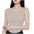 thumbnail image 1 of ShomPort Padded Camisole for Womens Round Collared Sleeveless Ribbed Seamless Loungewear Solid Color Daily Smoothing Undershirt, 1 of 4