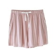 thumbnail image 1 of ShomPort Pajama Shorts for Womens Drawstring Stripe Printed Lightweight Soft Nightwear Comfort Elastic Waistband Smoothing Homewear, 1 of 3