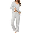 thumbnail image 1 of ShomPort Pajamas Sets Women's Long Sleeve Sleepwear Tops with Long Pants Soft Loungewear Outfits Set, 1 of 4