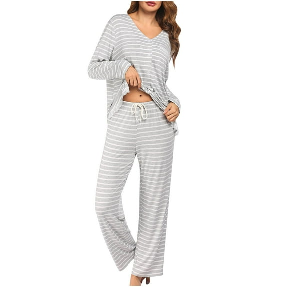 ShomPort Pajamas Sets Women's Long Sleeve Sleepwear Tops with Long Pants Soft Loungewear Outfits Set