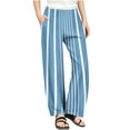 thumbnail image 1 of ShomPort Pants for Girls Unisex Stripe Pattern Wide Leg Elasticband Comfort Lightweight Kids Clothes Running Hiking Pockets Trousers, 1 of 8