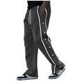 thumbnail image 1 of ShomPort Pants for Mens Loose Drawstring Elastic Waist Side Button Wide Leg Trousers with Pockets Running Workout Activewear, 1 of 6