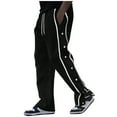 thumbnail image 1 of ShomPort Pants for Mens Loose Drawstring Elastic Waist Side Button Wide Leg Trousers with Pockets Running Workout Activewear, 1 of 6
