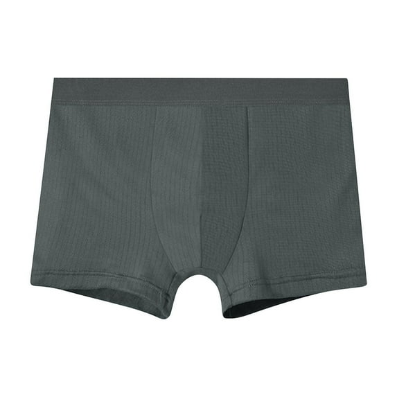 ShomPort Plus Size Panties for Mens Solid Color Ribbed Mid-Rise Waisted Hip Lift Stretchy Everyday Boxer Underwear