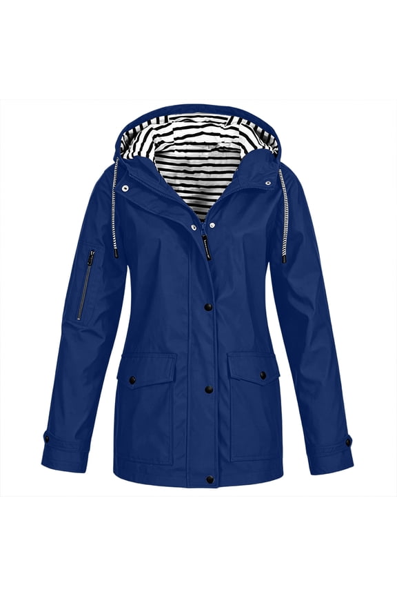 Outdoor Rain Jacket for Women Waterproof Lightweight Outdoor Hiking Hooded Windbreaker Raincoat S-3XL