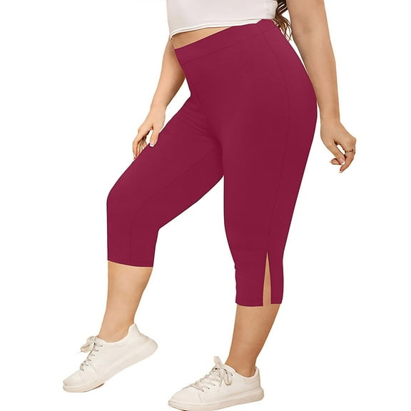 ShomPort Plus Size Yoga Leggings with Pockets for Women Stretchy Quick Dry Capris High Waist Gym Workout Capri Pants X-5X