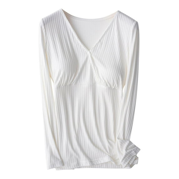 ShomPort Pregnant Womens Long Sleeve Tops Cross Front Button V-Neck Up Textured Blouses Comfort Solid Color Maternity Homewear