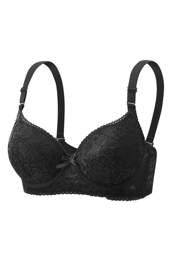 Push Up Underwear for Womens Adjustable Strap U-Back Bow Knot Comfort Hook and Eye Lace Everyday Bras