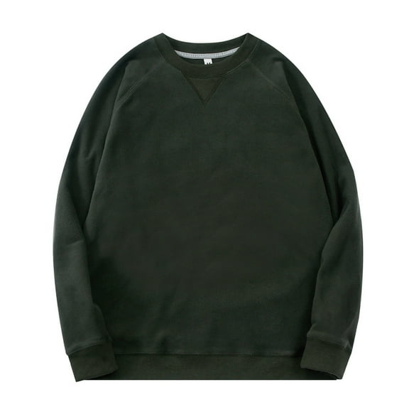 ShomPort Raglan Sleeve Fleece Sweatshirt for Mens Round Neck Oversized Tees Tops Solid Color Basic Pullover Blouses