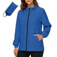 thumbnail image 1 of ShomPort Rain Jacket for Women Packable Zipper Drawstring Hooded Trendy Loose Waterproof Jackets, 1 of 7