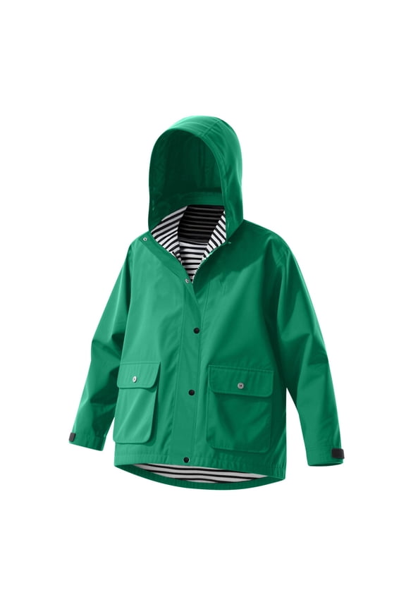 Rain Jackets for Kids Girl Boy Outdoor Waterproof Daily School Long Sleeve Zip up Windbreaker with Pockets
