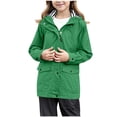 thumbnail image 1 of ShomPort Raincoats for Girls Lightweight Waterproof Dressy Zip up Rain Jacket Hooded with Pockets Windbreaker 5-16Years, 1 of 7