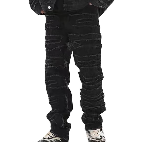 ShomPort Ripped Jean for Men, Mens Fall Slim Straight Skinny Stretch Denim Trousers Jean Pants