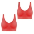 thumbnail image 1 of ShomPort Seamless Bra for Women Comfortable Wireless Full Coverage Bra Removable Padded Longline Bralettes 2PC, 1 of 7