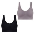 thumbnail image 1 of ShomPort Seamless Bra for Women Comfortable Wireless Full Coverage Bra Removable Padded Longline Bralettes 2PC, 1 of 7