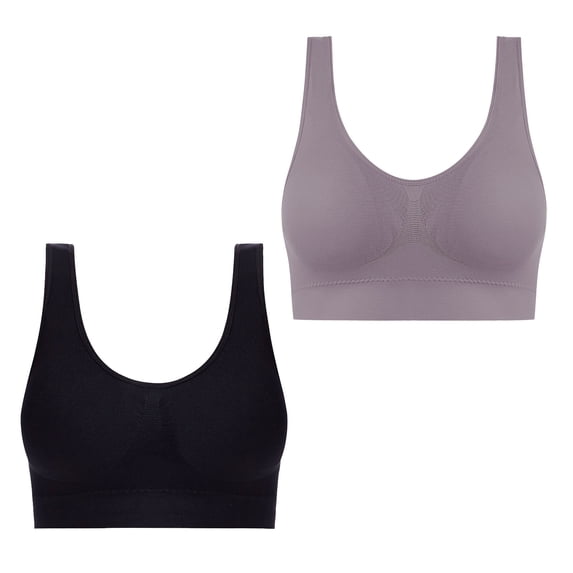 ShomPort Seamless Bra for Women Comfortable Wireless Full Coverage Bra Removable Padded Longline Bralettes 2PC