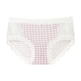 thumbnail image 1 of ShomPort Seamless Briefs for Womens Lace Trim Plaid Pattern Low-Rise Waisted Cotton Soft Cute Comfy Panties, 1 of 1