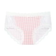 thumbnail image 1 of ShomPort Seamless Briefs for Womens Lace Trim Plaid Pattern Low-Rise Waisted Cotton Soft Cute Comfy Panties, 1 of 1