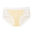 thumbnail image 1 of ShomPort Seamless Briefs for Womens Lace Trim Plaid Pattern Low-Rise Waisted Cotton Soft Cute Comfy Panties, 1 of 1