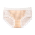 thumbnail image 1 of ShomPort Seamless Briefs for Womens Lace Trim Plaid Pattern Low-Rise Waisted Cotton Soft Cute Comfy Panties, 1 of 1