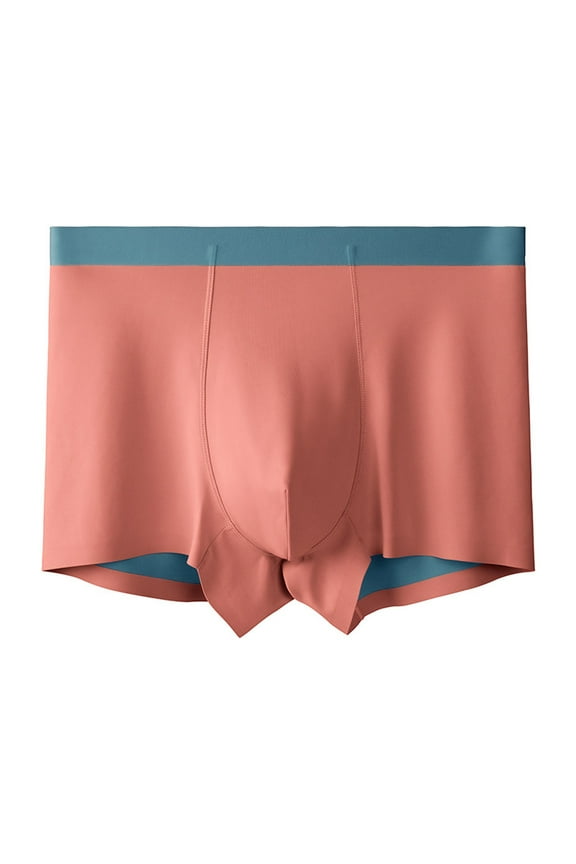 Seamless Underwear for Mens Plus Size Invisible Color Block Smoothing Boxer Panties Workout Comfort Briefs
