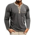 thumbnail image 1 of ShomPort Shirts for Men Long Sleeve with Pocket Casual Half Button Collared Tops Lightweight Basic Tee Undershirt, 1 of 8