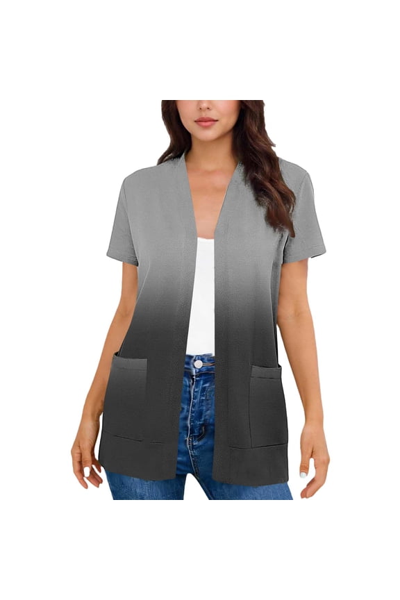 Short Sleeve Cardigans for Women Casual Open Front Lightweight Summer Cardigan with Pockets Business