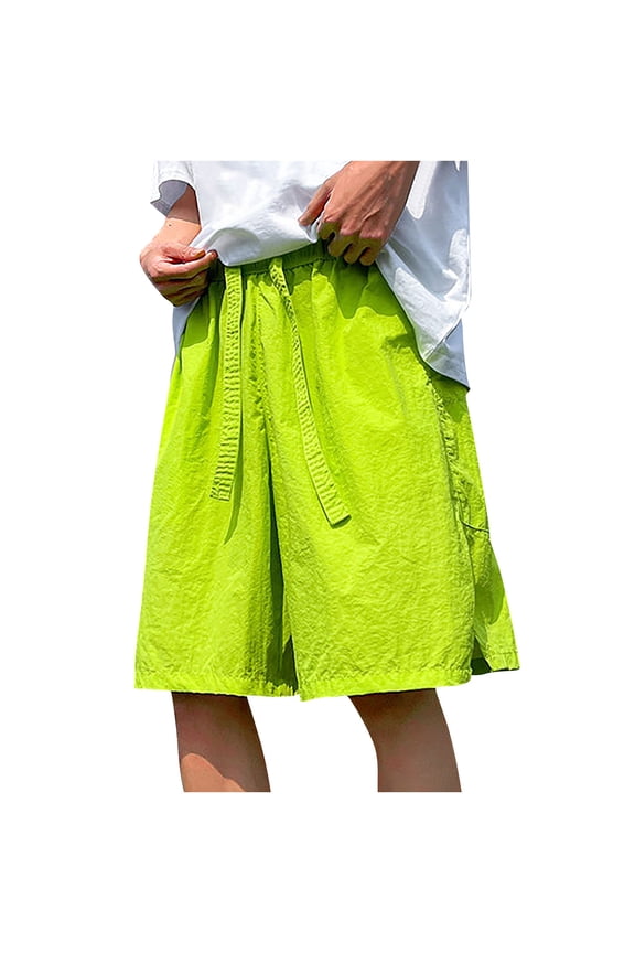 Shorts for Mens Big and Tall Drawstring Lightweight Side Split Elastic Waist Pants Summer Beach Trousers with Pockets