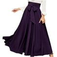 thumbnail image 1 of ShomPort Skirts for Women High Waist Belted Flowy Swing A-Line Skirts Pleated Loose Comfy Vintage Maxi Skirts (X-Large, Purple), 1 of 6
