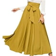 thumbnail image 1 of ShomPort Skirts for Women High Waist Belted Flowy Swing A-Line Skirts Pleated Loose Comfy Vintage Maxi Skirts (X-Small, Yellow), 1 of 6