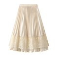 thumbnail image 1 of ShomPort Skirts for Women Lace Long Skirts Elastic High Waist Layered Midi Skirts Elegant Summer A-Line Skirts for Ladies (One Size, Beige), 1 of 6